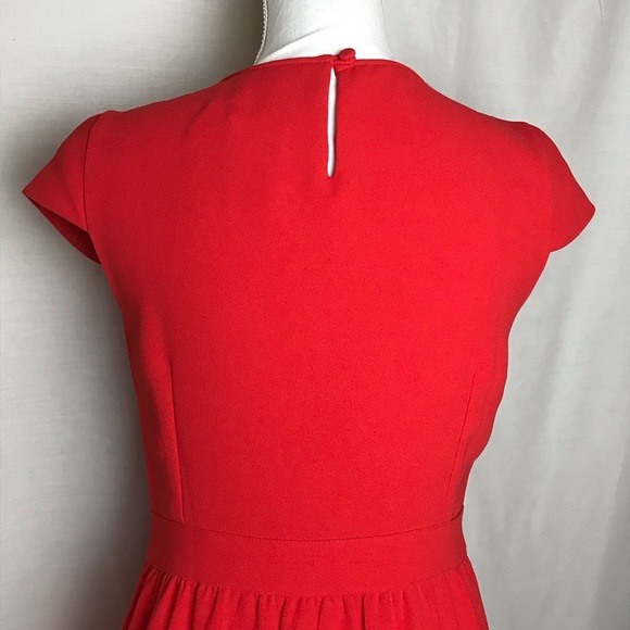 J. Crew Red Dress Sz 4 Cap Sleeve Career Fitted - Picture 7 of 8